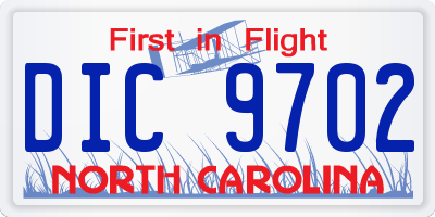 NC license plate DIC9702