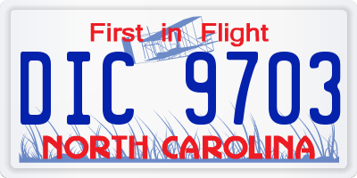 NC license plate DIC9703