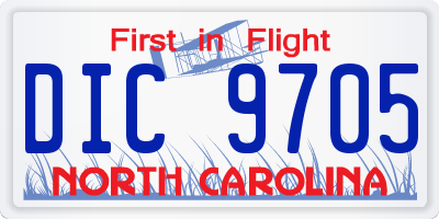 NC license plate DIC9705