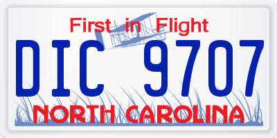 NC license plate DIC9707