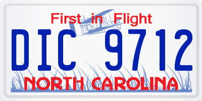 NC license plate DIC9712