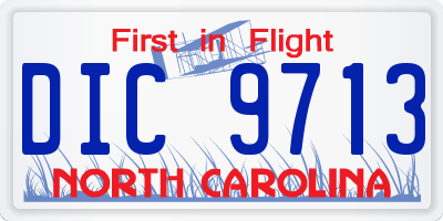 NC license plate DIC9713