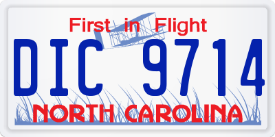 NC license plate DIC9714