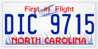 NC license plate DIC9715