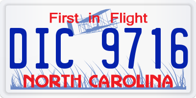 NC license plate DIC9716