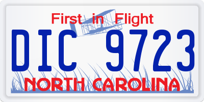 NC license plate DIC9723