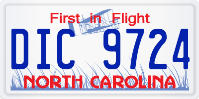 NC license plate DIC9724