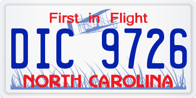 NC license plate DIC9726