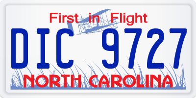 NC license plate DIC9727