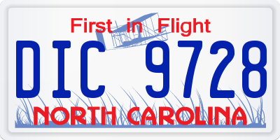 NC license plate DIC9728