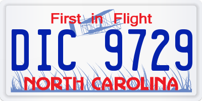 NC license plate DIC9729