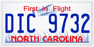 NC license plate DIC9732