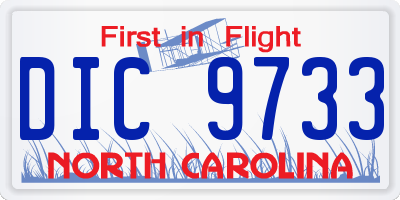 NC license plate DIC9733