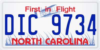 NC license plate DIC9734