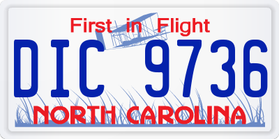 NC license plate DIC9736