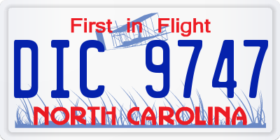 NC license plate DIC9747