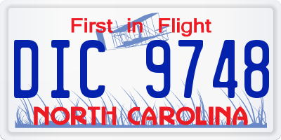 NC license plate DIC9748