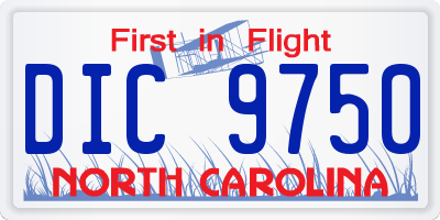 NC license plate DIC9750