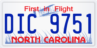 NC license plate DIC9751