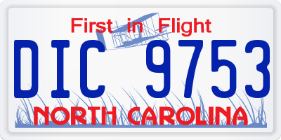 NC license plate DIC9753