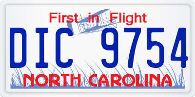 NC license plate DIC9754