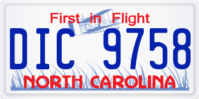 NC license plate DIC9758