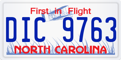NC license plate DIC9763