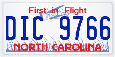 NC license plate DIC9766