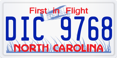 NC license plate DIC9768