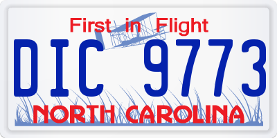 NC license plate DIC9773