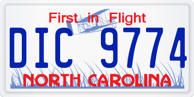 NC license plate DIC9774