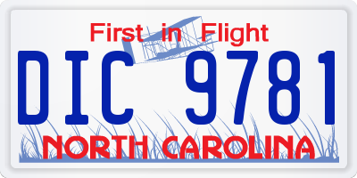 NC license plate DIC9781