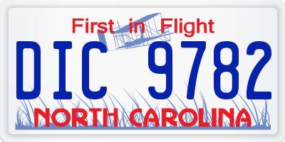 NC license plate DIC9782