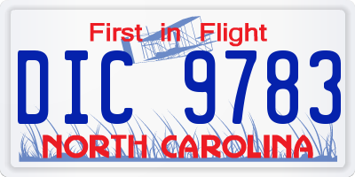 NC license plate DIC9783