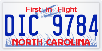 NC license plate DIC9784