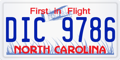 NC license plate DIC9786