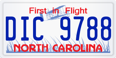 NC license plate DIC9788