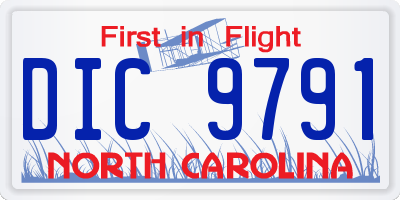 NC license plate DIC9791