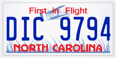 NC license plate DIC9794