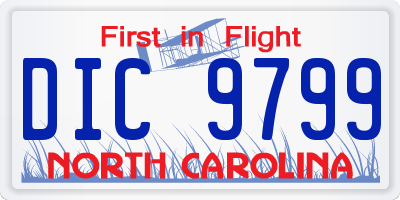 NC license plate DIC9799