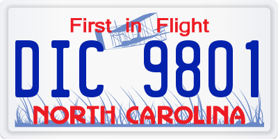NC license plate DIC9801