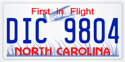 NC license plate DIC9804