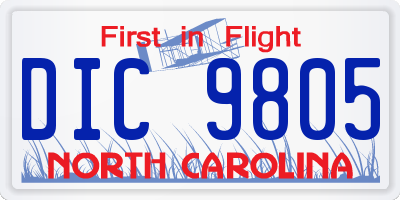 NC license plate DIC9805