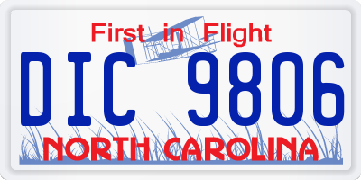 NC license plate DIC9806