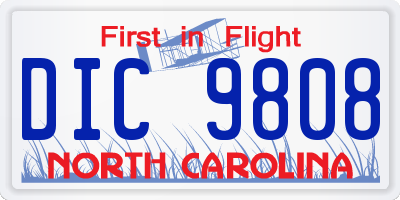 NC license plate DIC9808