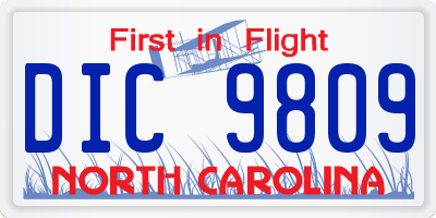 NC license plate DIC9809