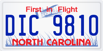 NC license plate DIC9810