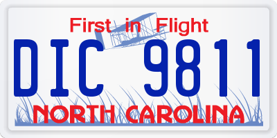 NC license plate DIC9811