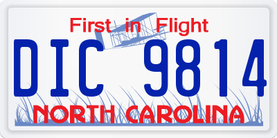 NC license plate DIC9814