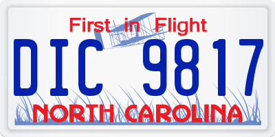 NC license plate DIC9817